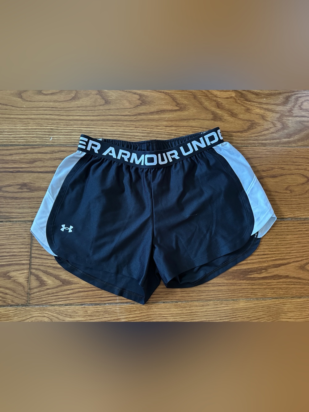 Under Armour Black Athletic Mesh Shorts with White Logo
